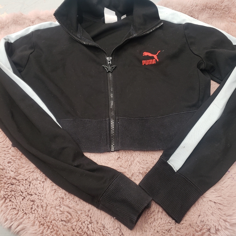 Puma Black Jacket with White and Red Details